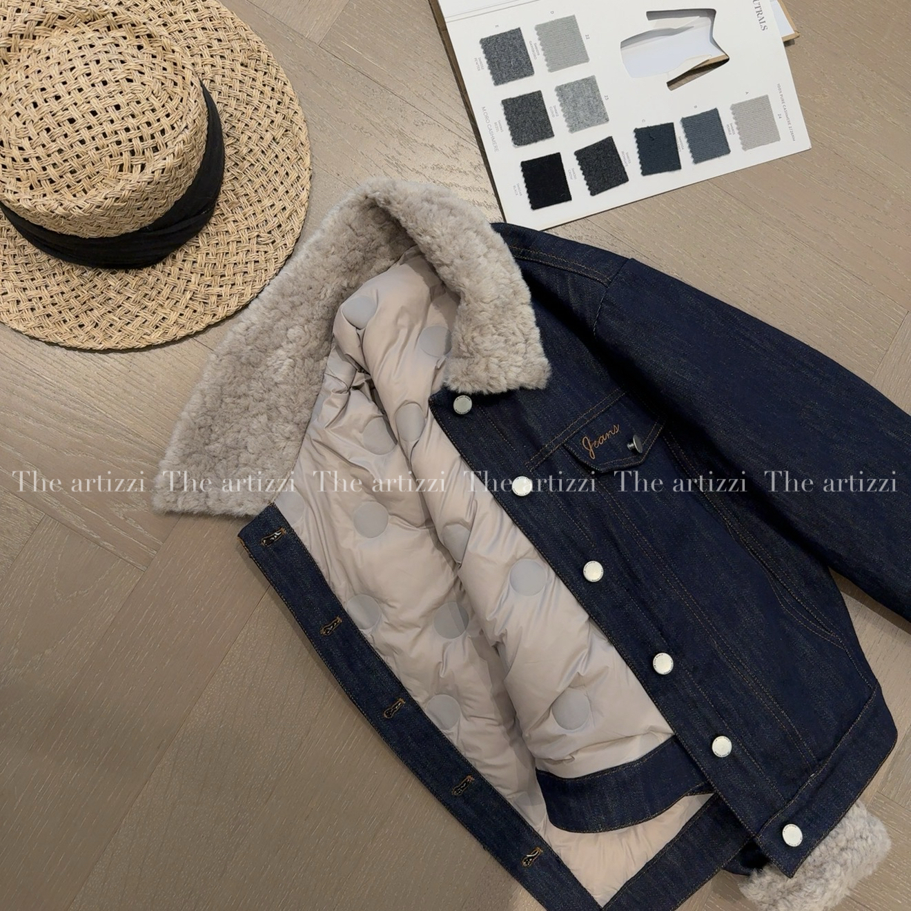 The Artizzi《雾港雪绒》复古港风拼接毛边加厚牛仔外套