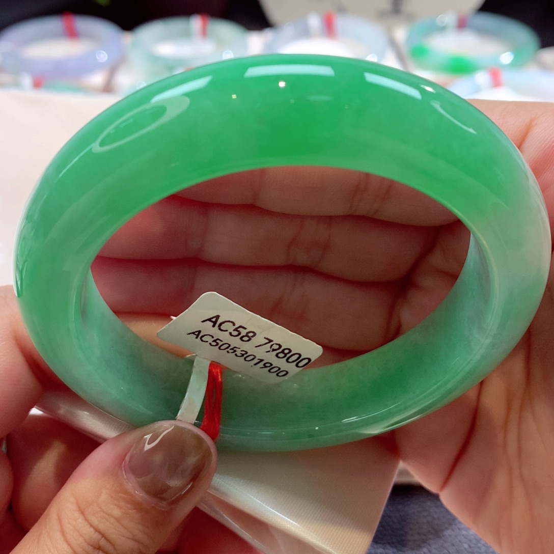 未镶嵌手镯翡翠满绿小宽版14号11