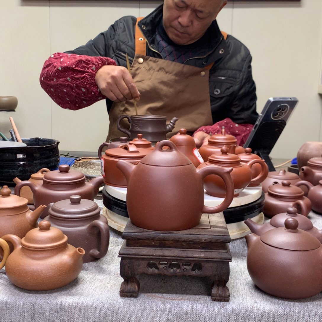 紫泥茶壶红皮龙紫泥秦权240 C半手工制作