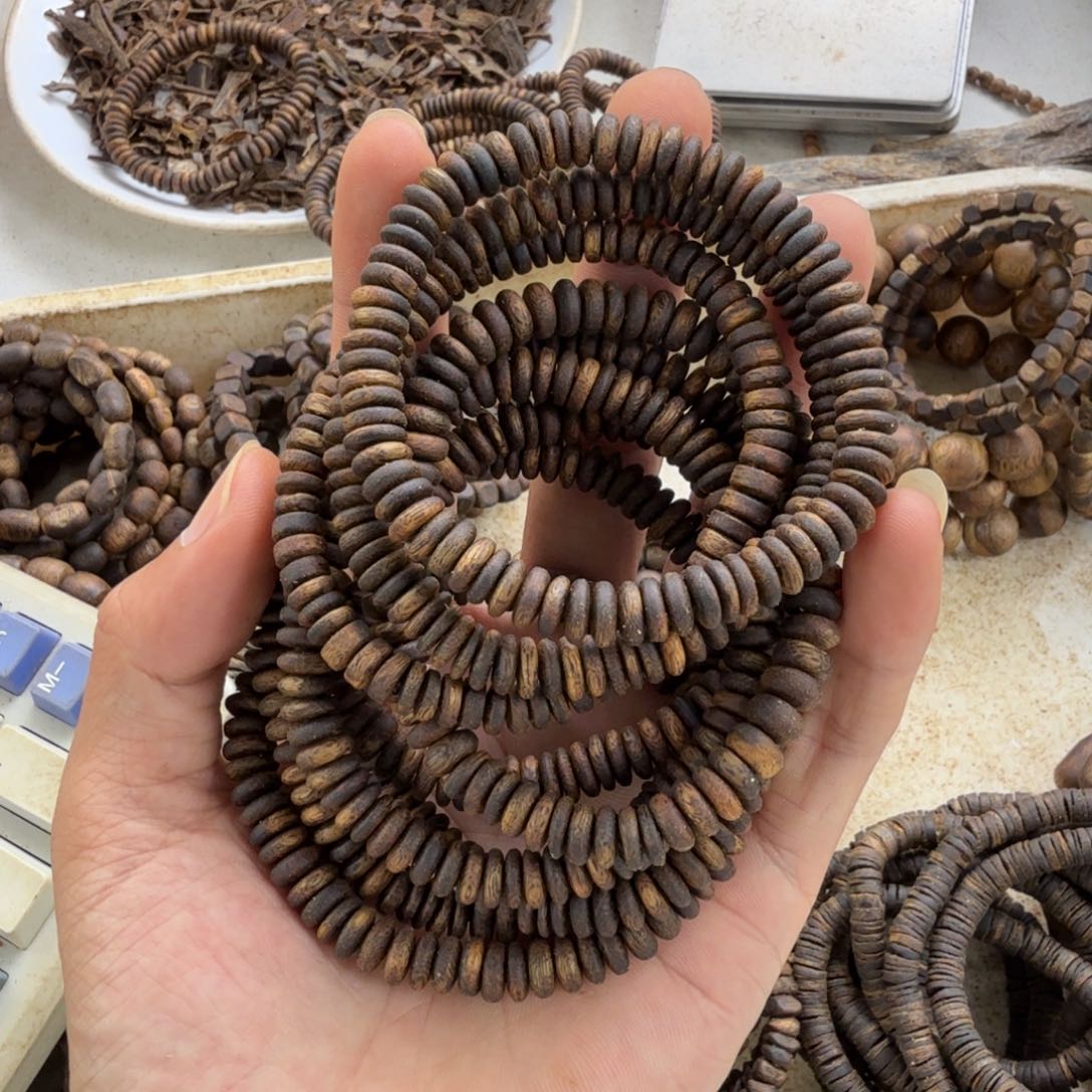 沉香碎屑沉香单圈算盘珠4克多样性发一