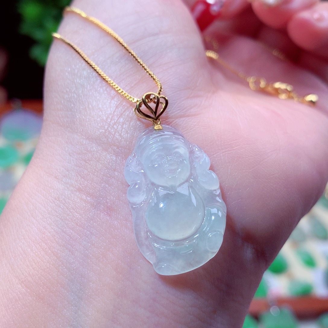 翡翠吊坠(不含链)18K金镶嵌