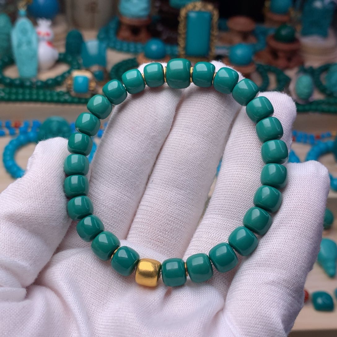 绿松石珠宝奇石未镶嵌精品单圈7.5m m