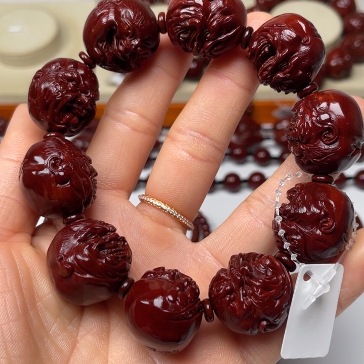 橄榄核手串老*包浆玉化