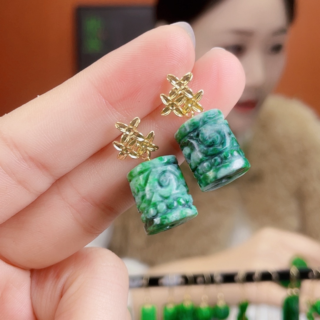 翡翠未镶嵌耳饰饰品