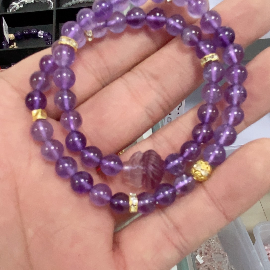 烟晶手链合金紫色双圈狐狸