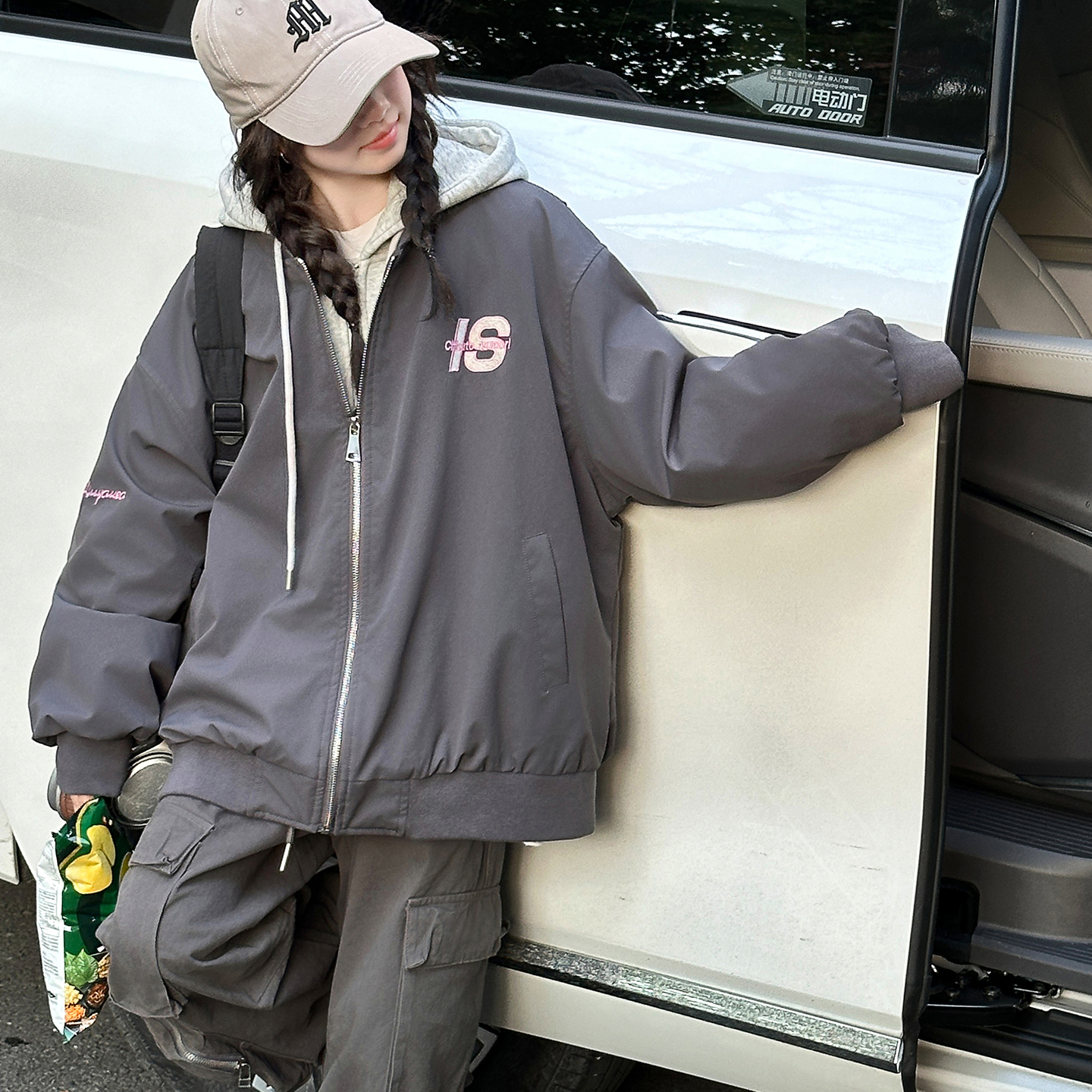 女童假两件夹克棉服秋冬季外套2025新款女大童初高中学生棉衣