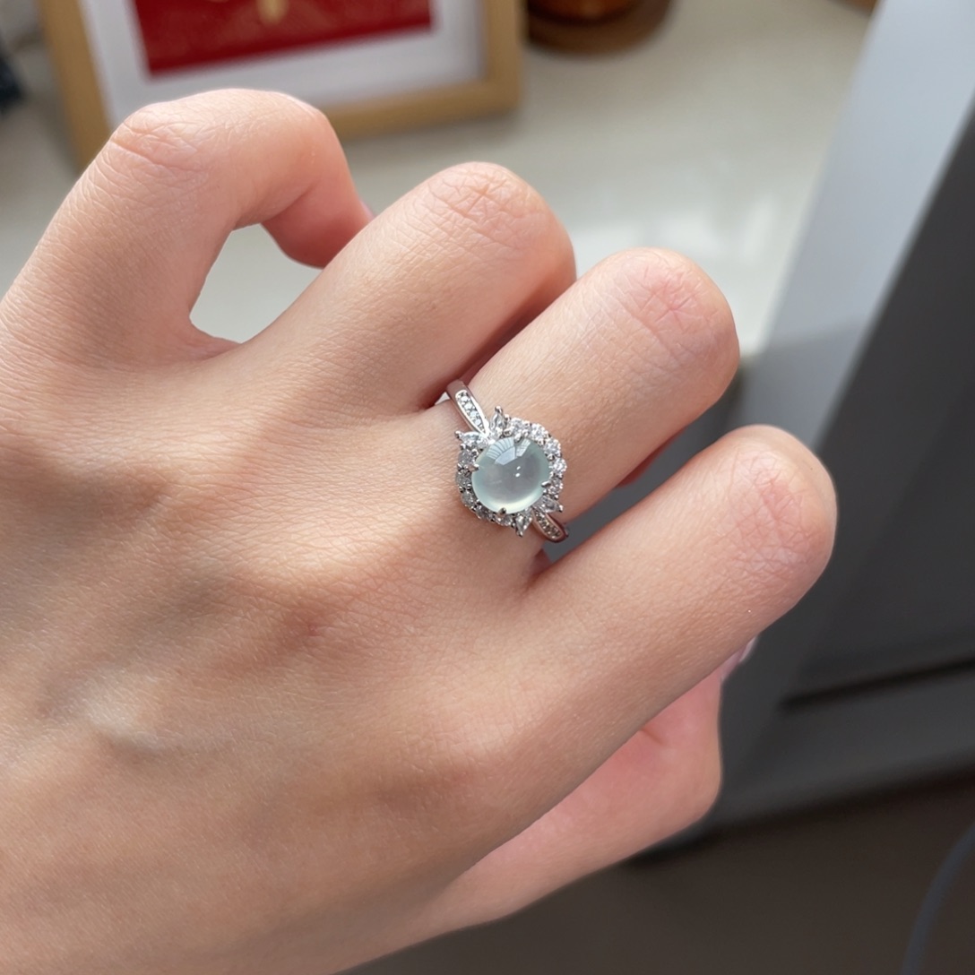 翡翠戒指银S925镶嵌580588