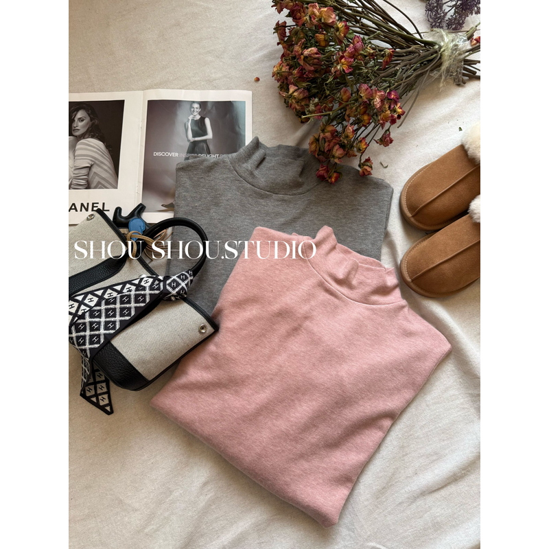 【瘦瘦】大码高领正肩百搭显瘦百搭保暖长袖打底套头S02208