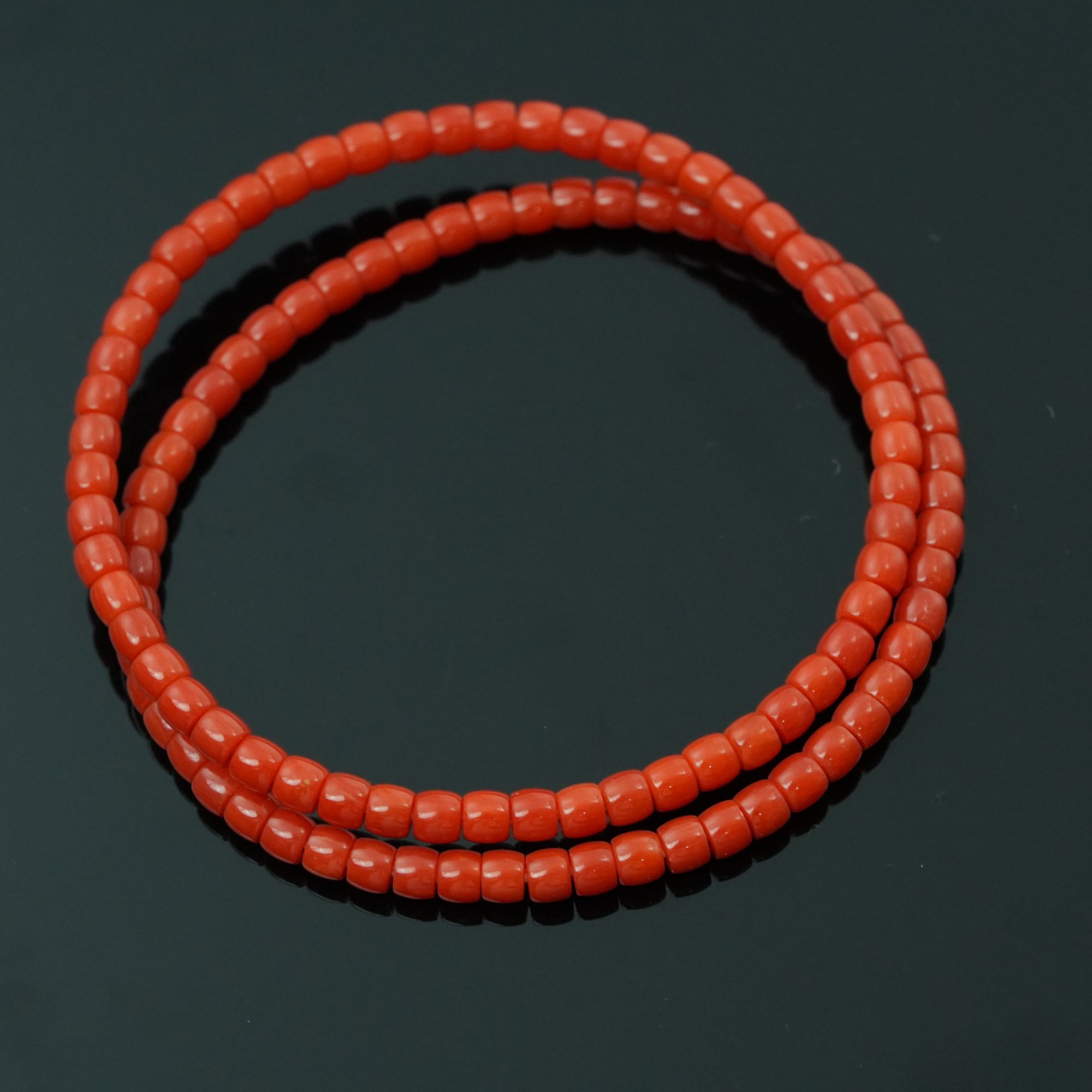 3.5mm天然沙丁红珊瑚精工雕直切手串叠戴原矿无忧化多样性发一件