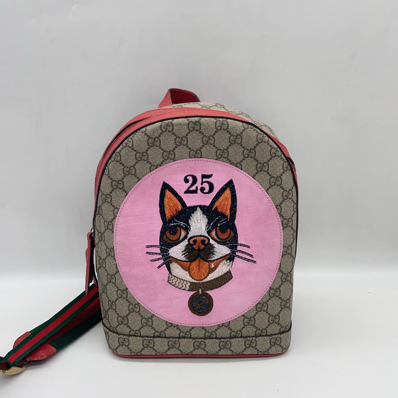 95新 GUCCI/古驰 S 吉娃娃老花双肩包 1075 8772