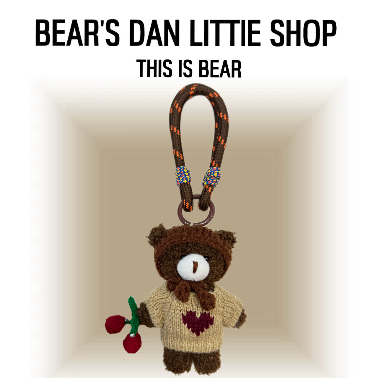 This is Bear•设计师原创包包挂件/手机挂饰/车挂/咖色头套樱桃