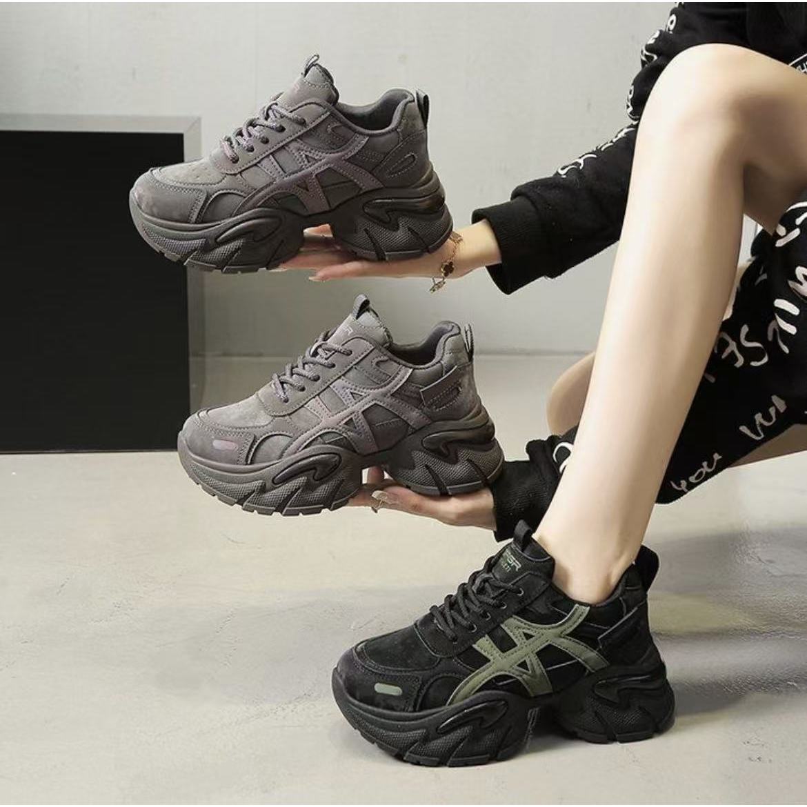 2025秋冬季新款厚底休闲老爹鞋女运动鞋增高百搭单鞋女鞋 8836