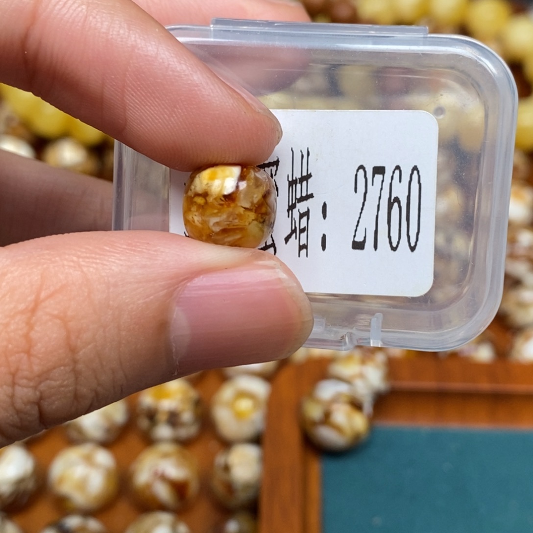 沁色蜜蜡未镶嵌2760