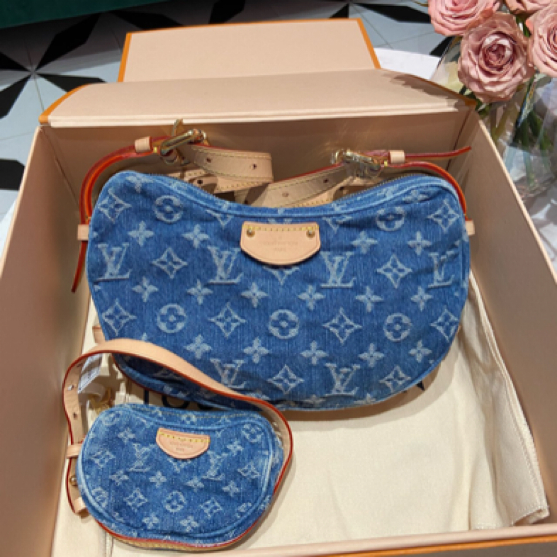 99新 LouisVuitton/路易威登 牛仔丹宁豌豆子母包24新款