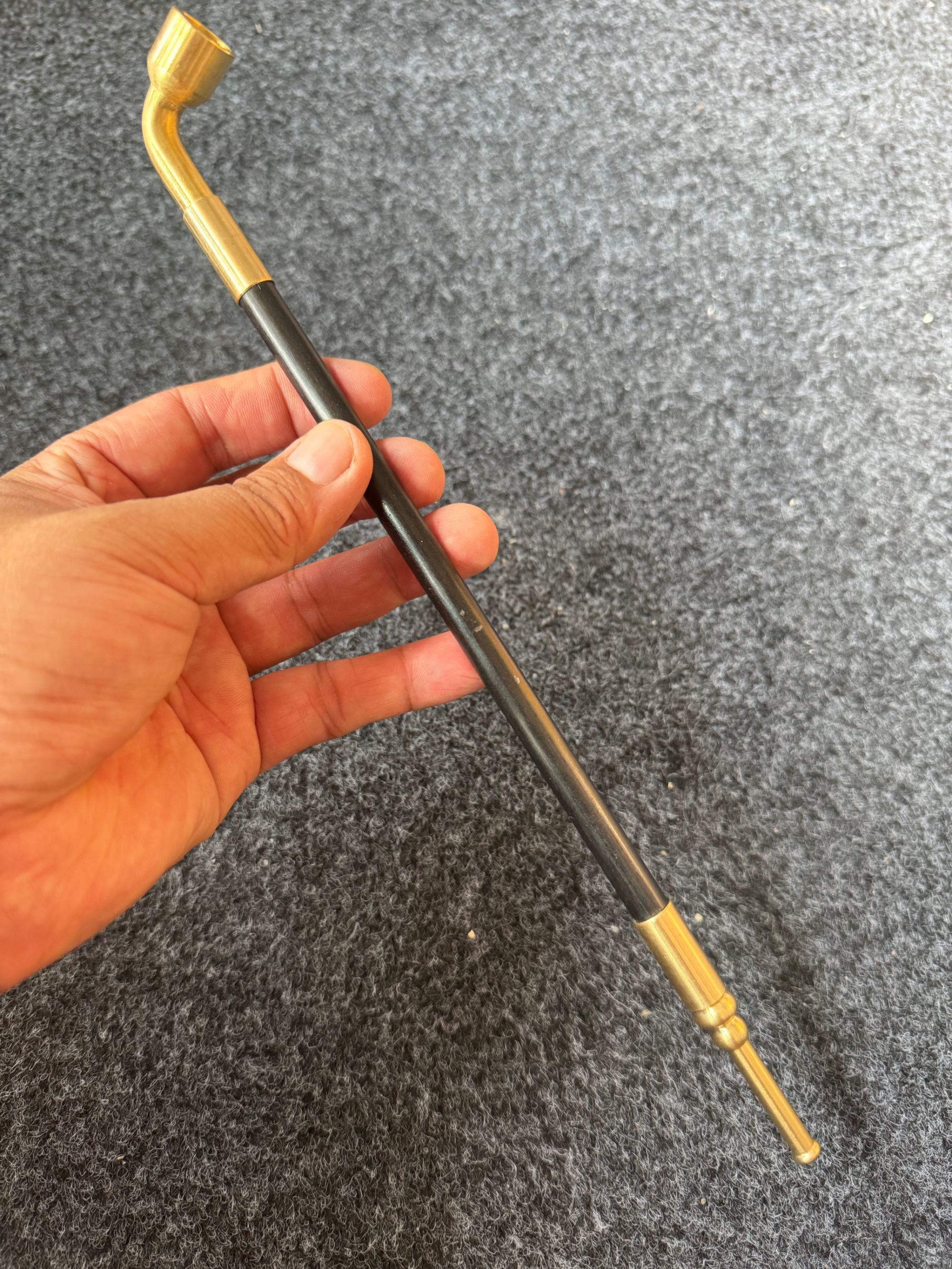 老式手工烟袋锅子31cm旱烟袋黑檀木烟袋杆黄铜嘴老人纯铜传统烟斗