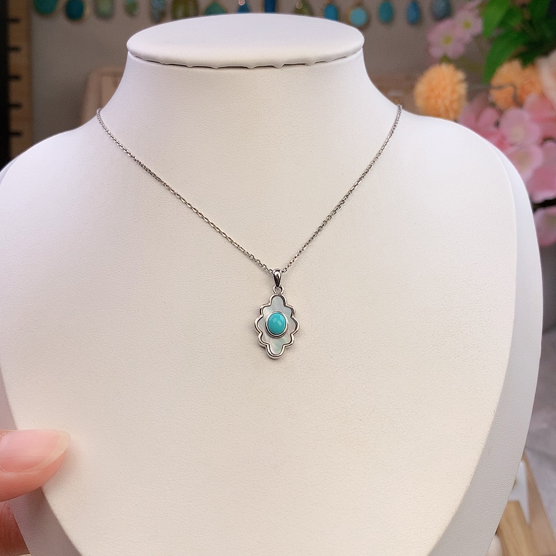 绿松石银S925镶嵌颈饰