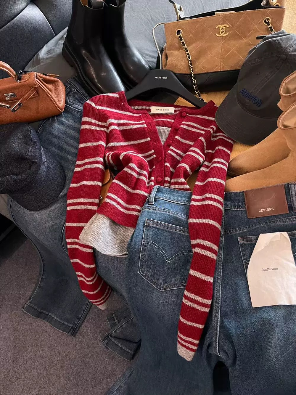 休闲2025冬季新款洋气复古风百搭显瘦条纹假两件设计感针织衫毛衣