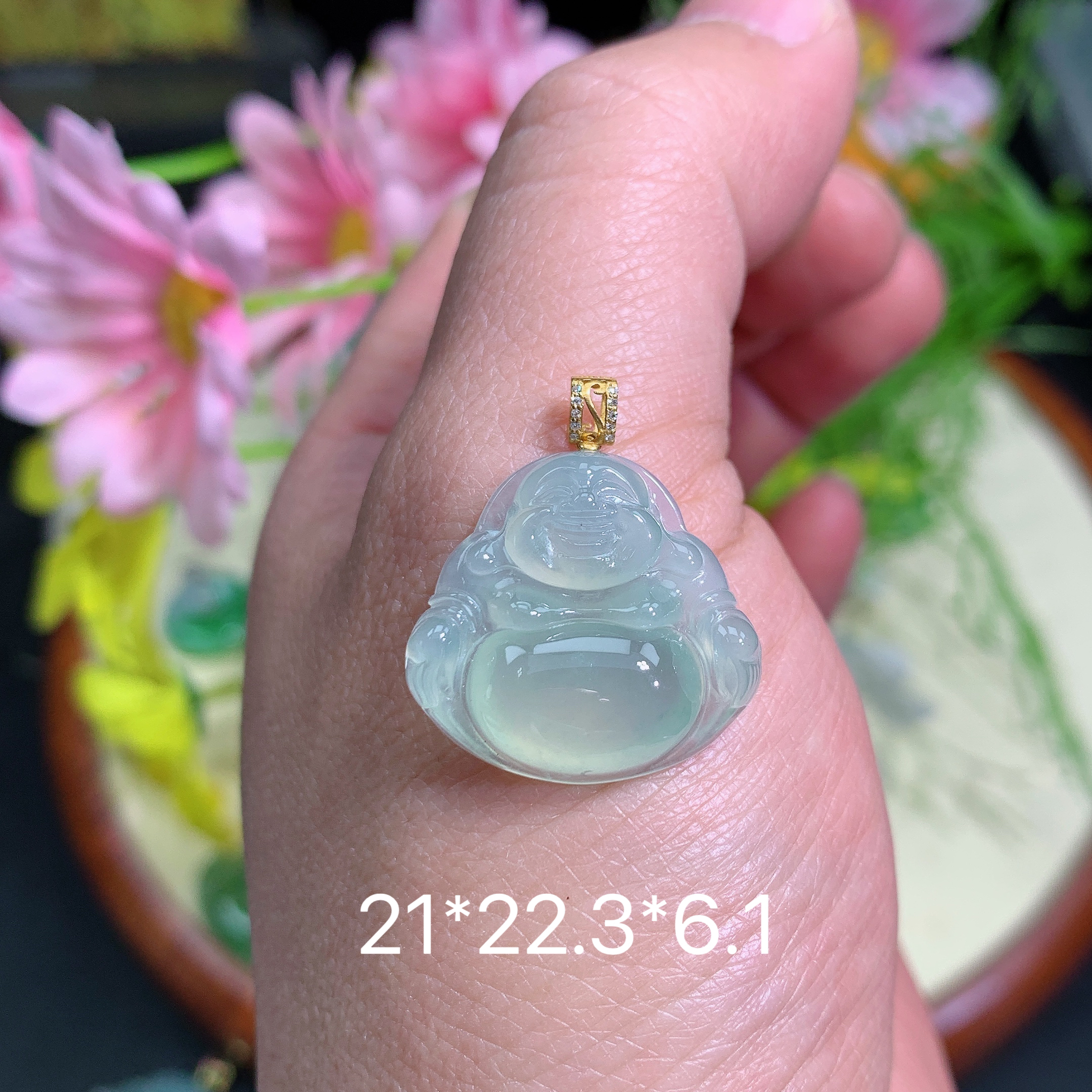 缅甸翡翠A货冰种晴水佛公飞吊坠挂件水润百搭精冰气气质妈妈精美