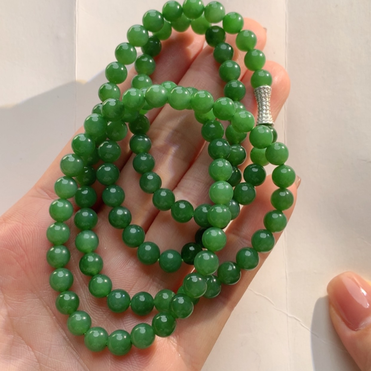 【闪购商品】和田玉（碧玉）手串未镶嵌碧玉多圈手串