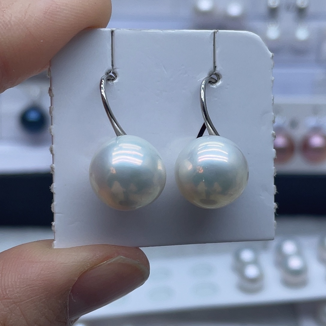 银S925镶嵌耳饰淡水珍珠