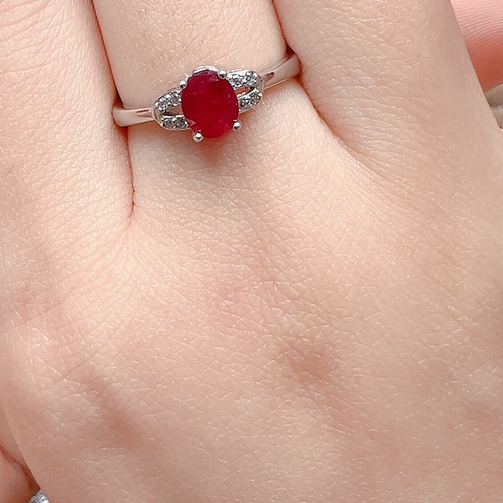 戒指银S925镶嵌红宝石