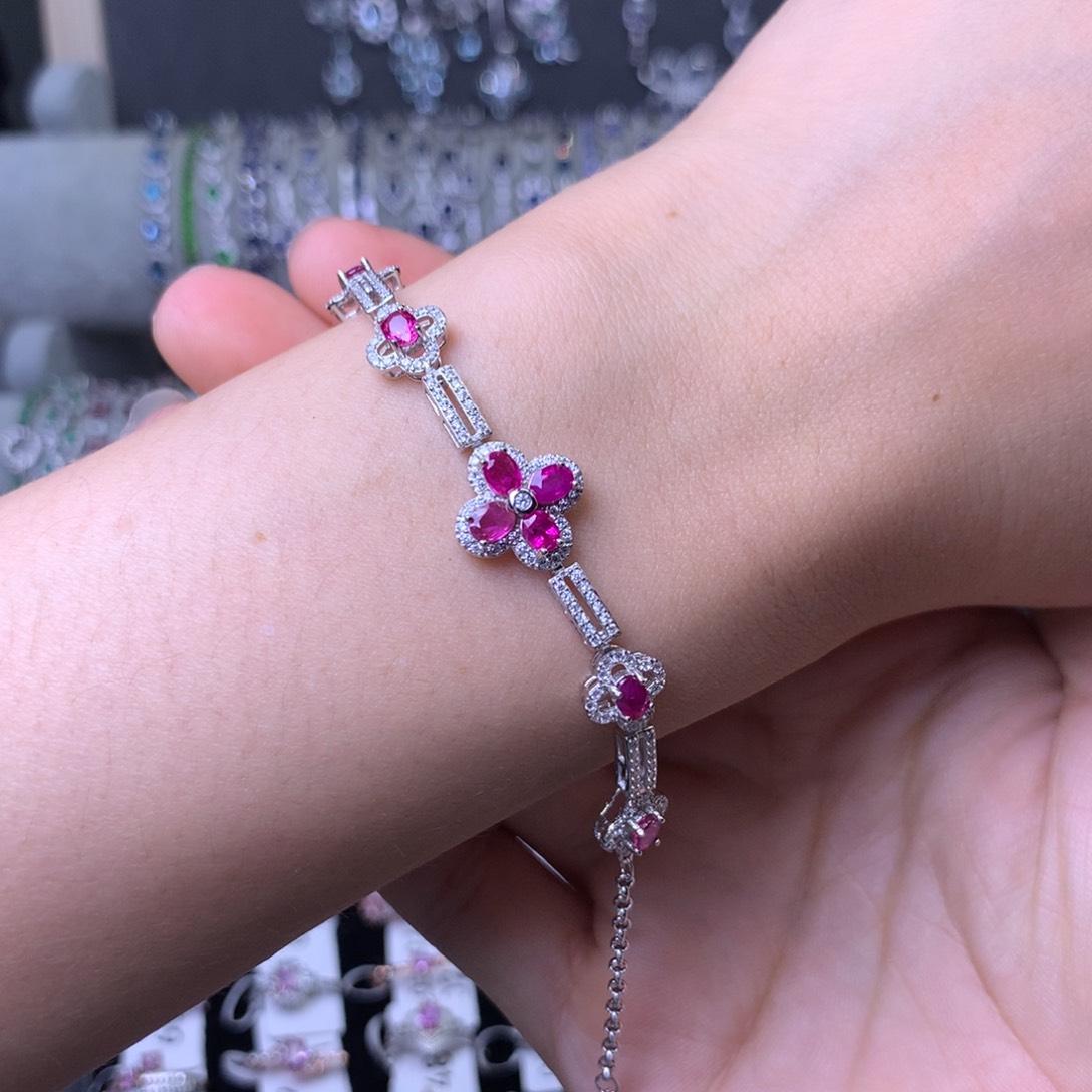 手链银S925镶嵌红宝石