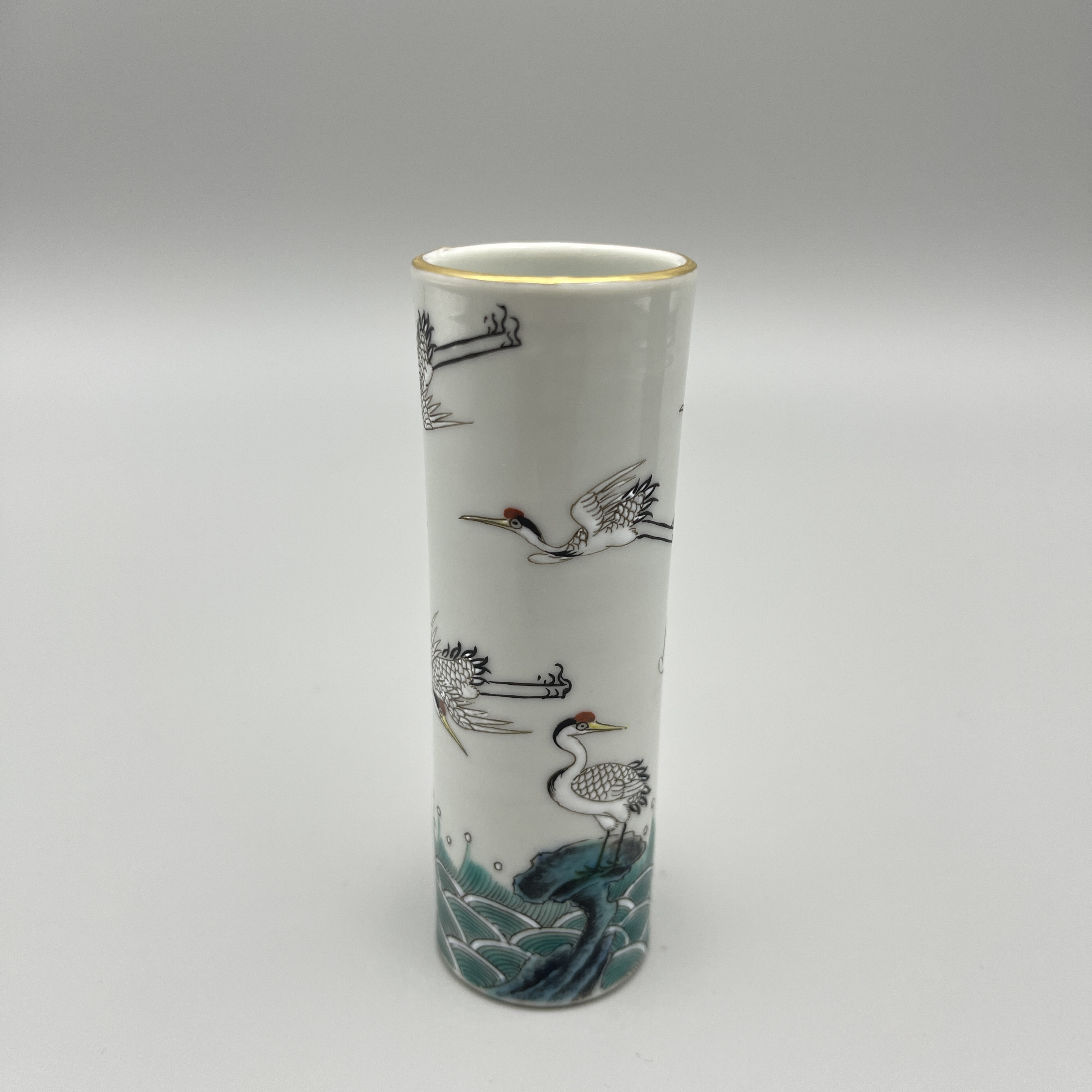 粉彩海水仙鹤纹香筒H8636