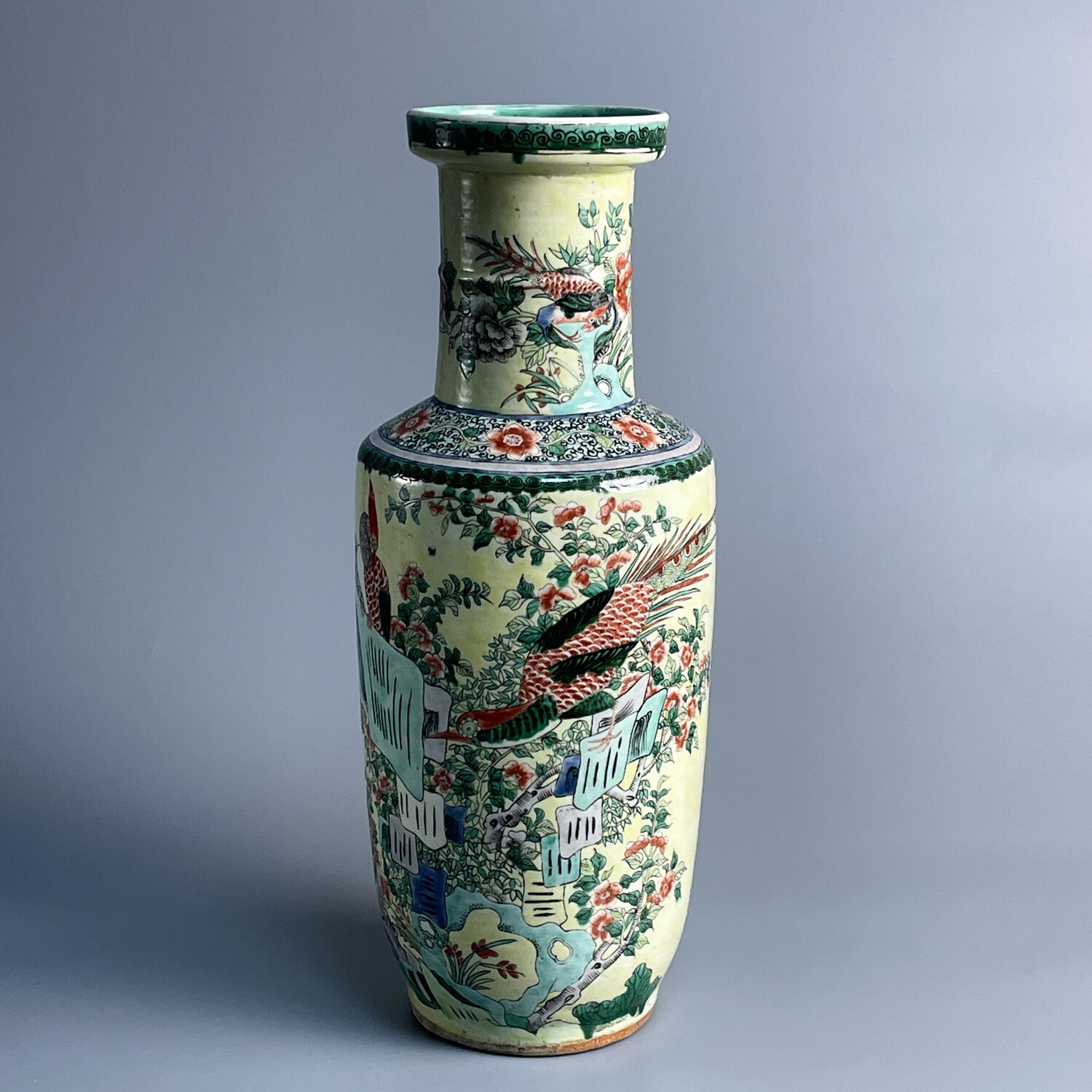 M25LJ003736-清光绪五彩锦上添花棒槌瓶