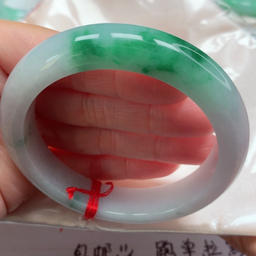 【闪购商品】翡翠手镯未镶嵌冰糯辣绿手镯5758圈22号