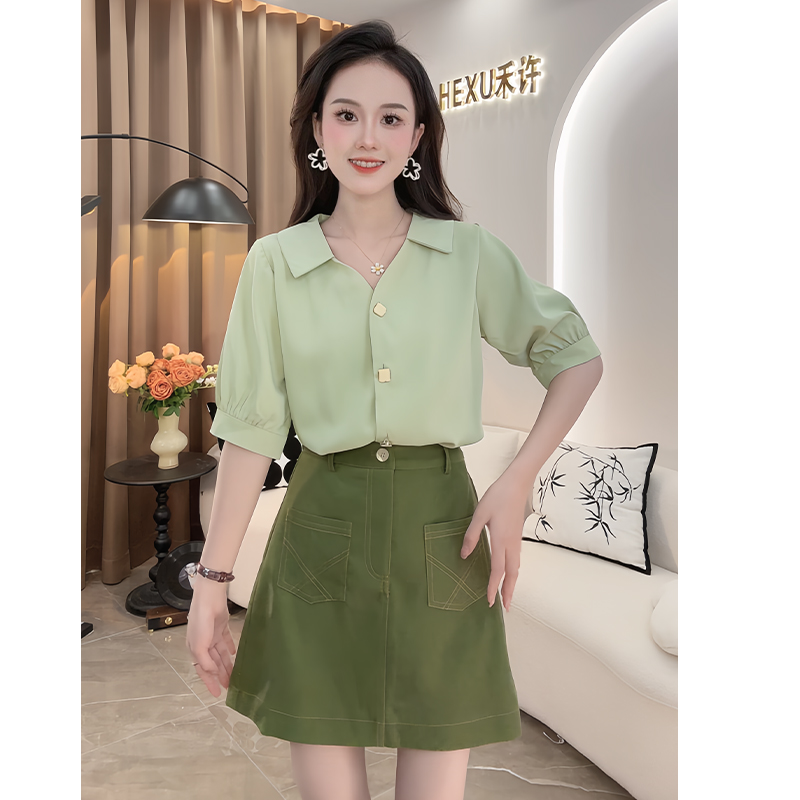 法式轻熟高级感泡泡袖衬衫女2024夏季新款百搭显瘦设计感上衣