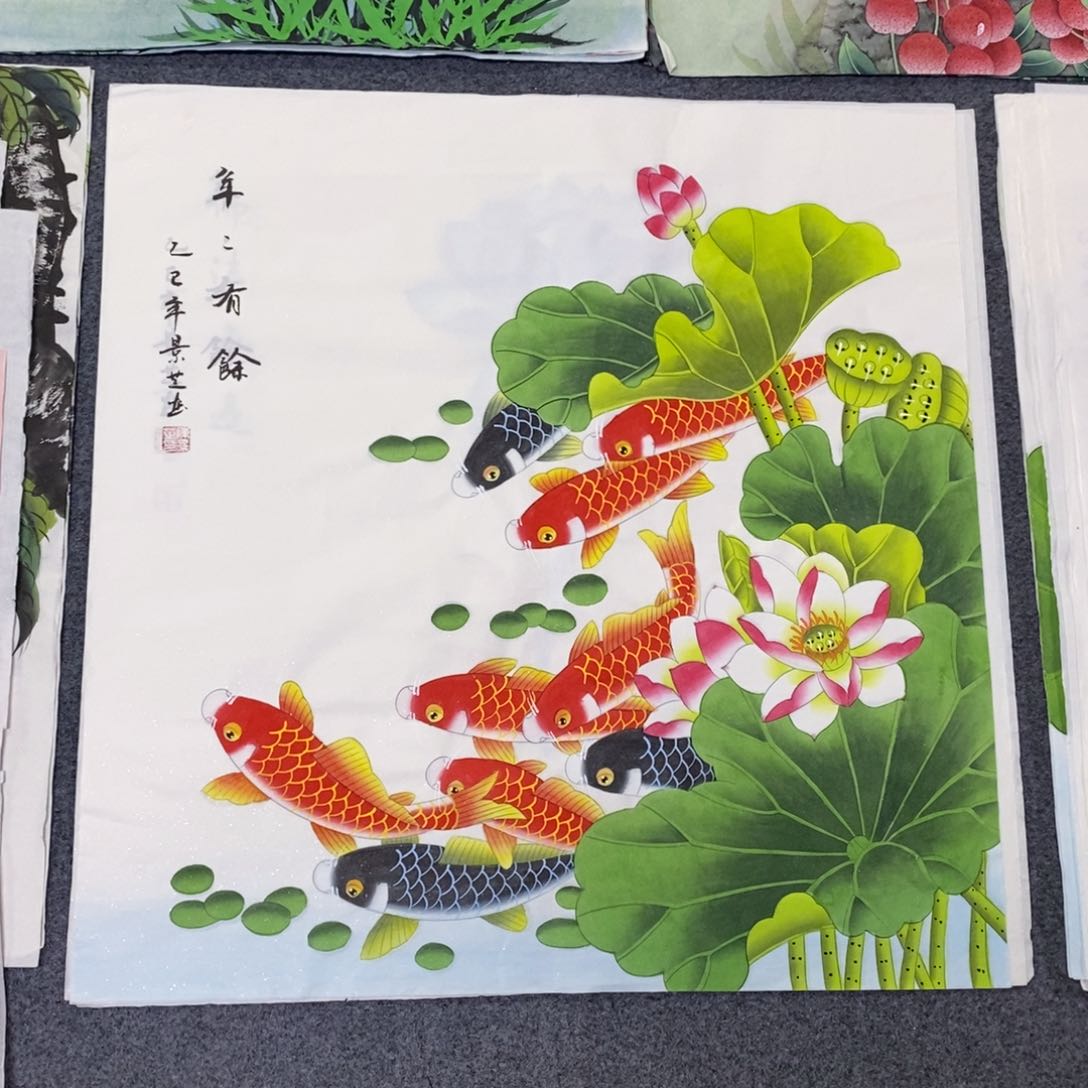 国画尺寸68✖️68斗方手绘工笔画
