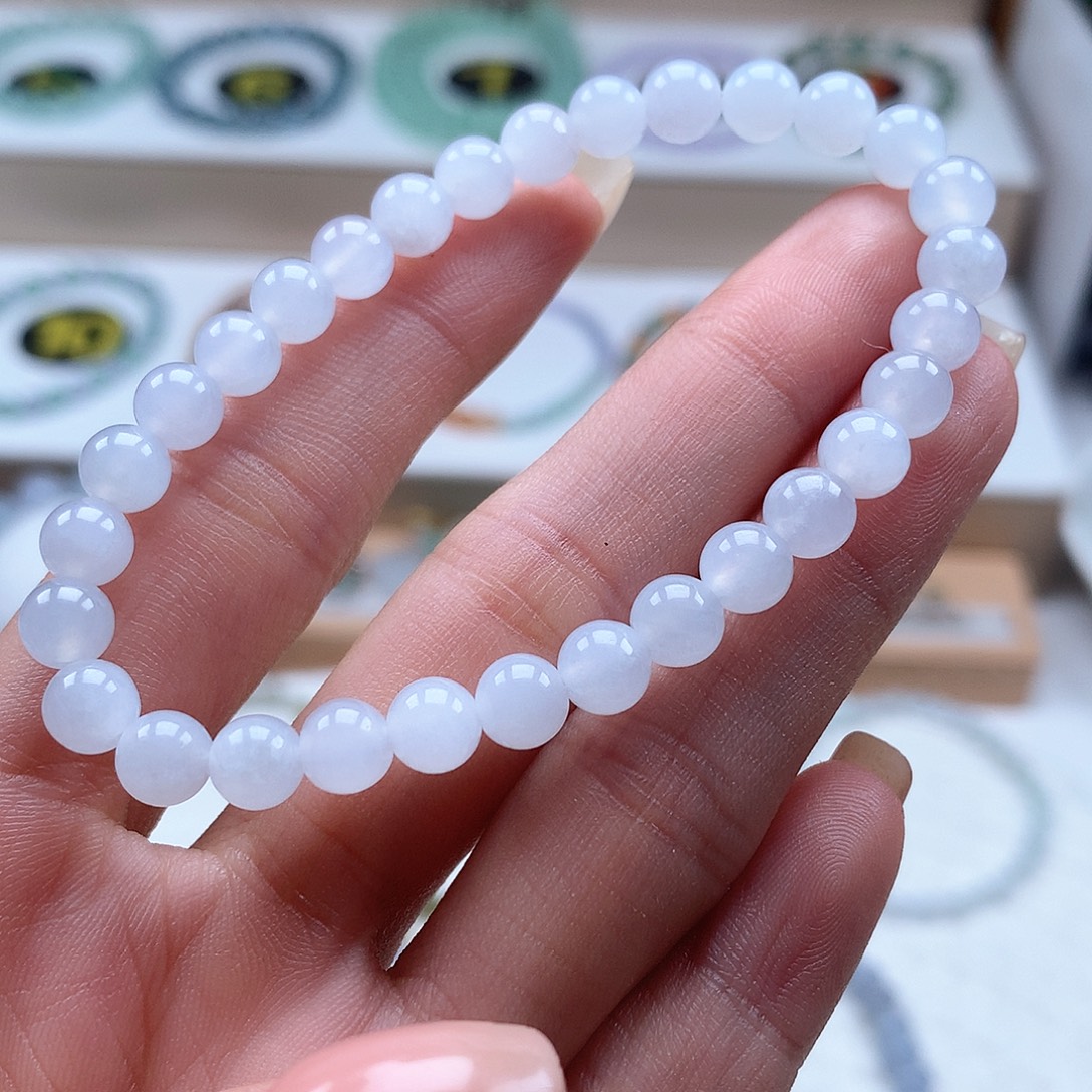 翡翠未镶嵌手串白月光6.0