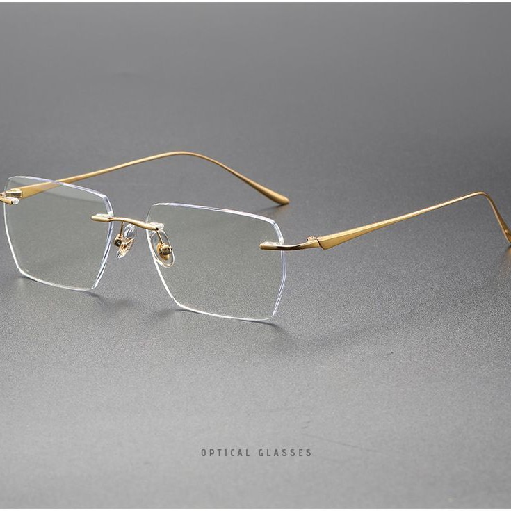 【配名牌镜片】赵露思同款多边形无框纯钛眼镜可配度数