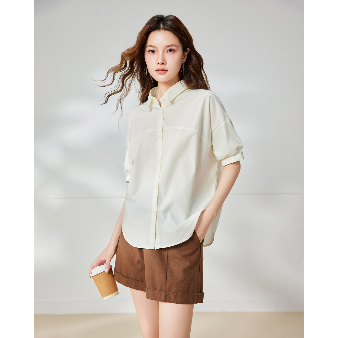 IEF/爱依服2025夏季新款韩版温柔风别致衬衫老钱风松弛感女装