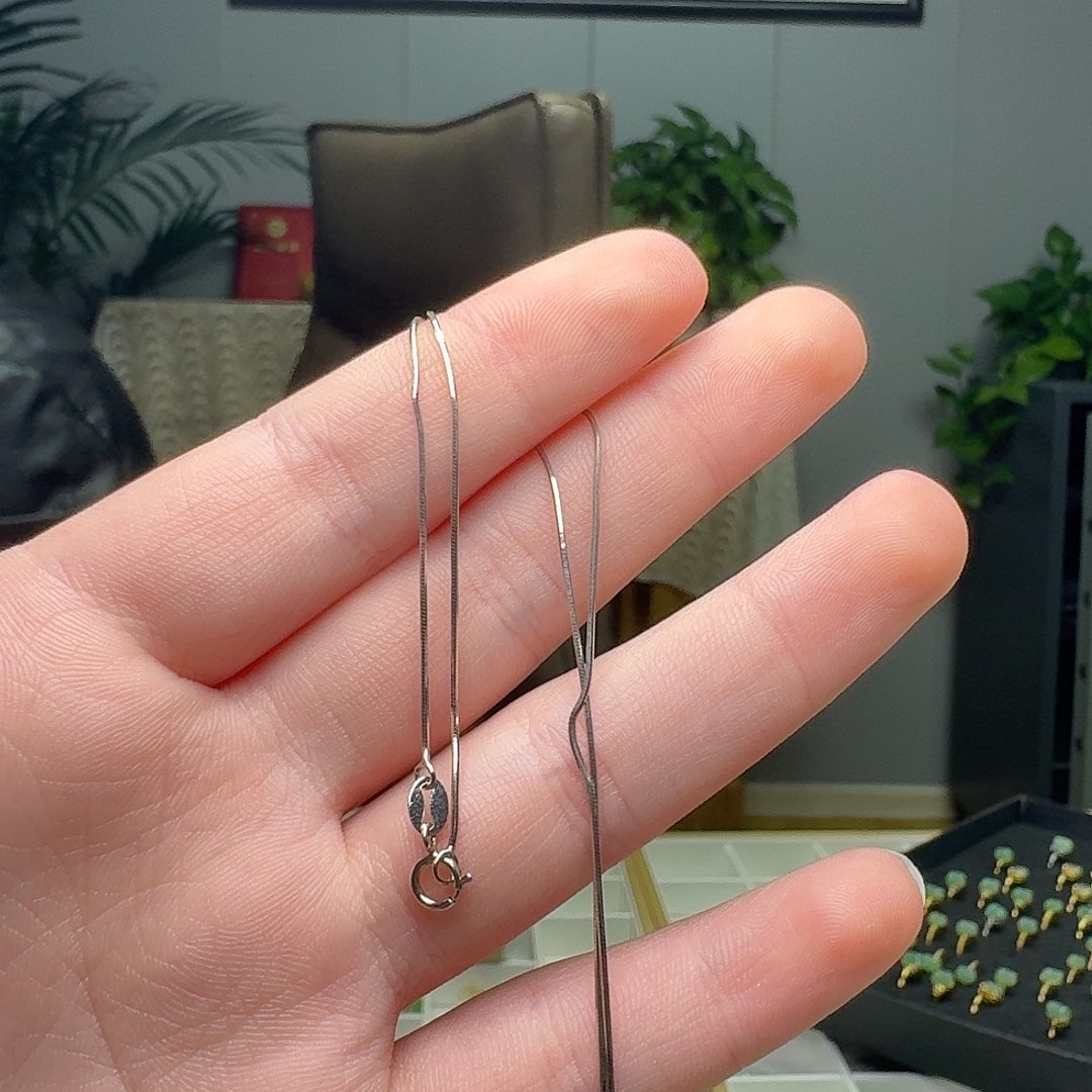 翡翠银S925镶嵌项链银链子