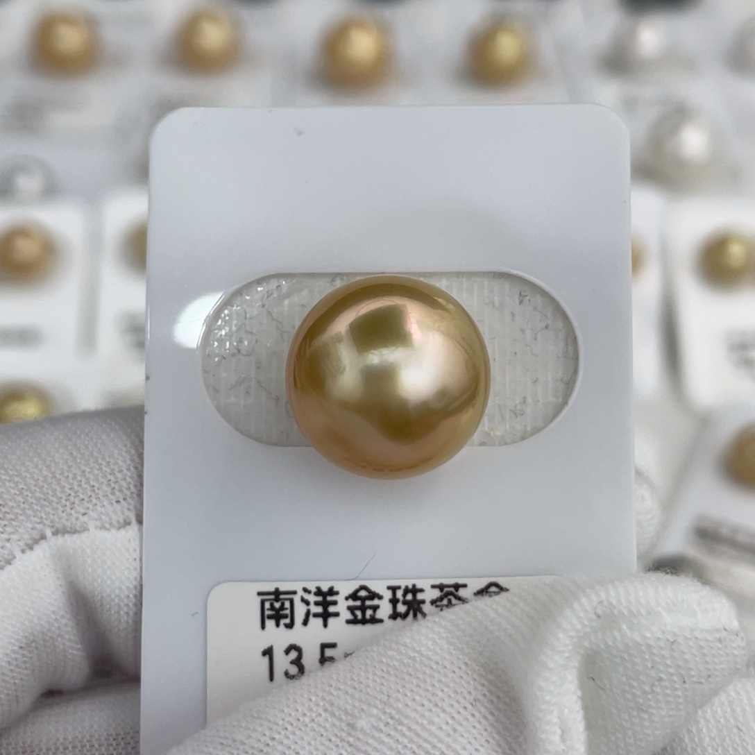 海水珍珠裸珠南洋金珠浓茶金13.5mm