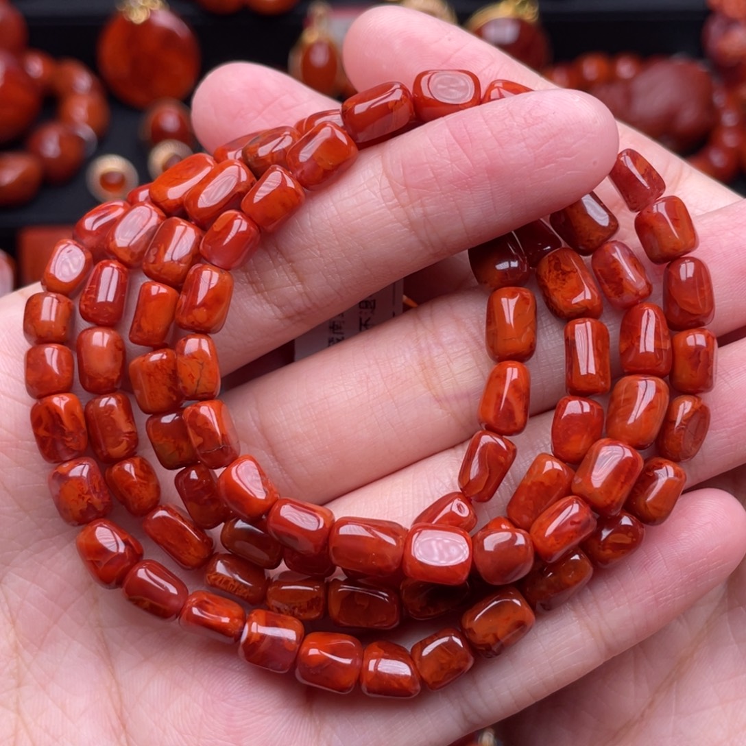 南红玛瑙未镶嵌珠宝奇石多圈6.5mm