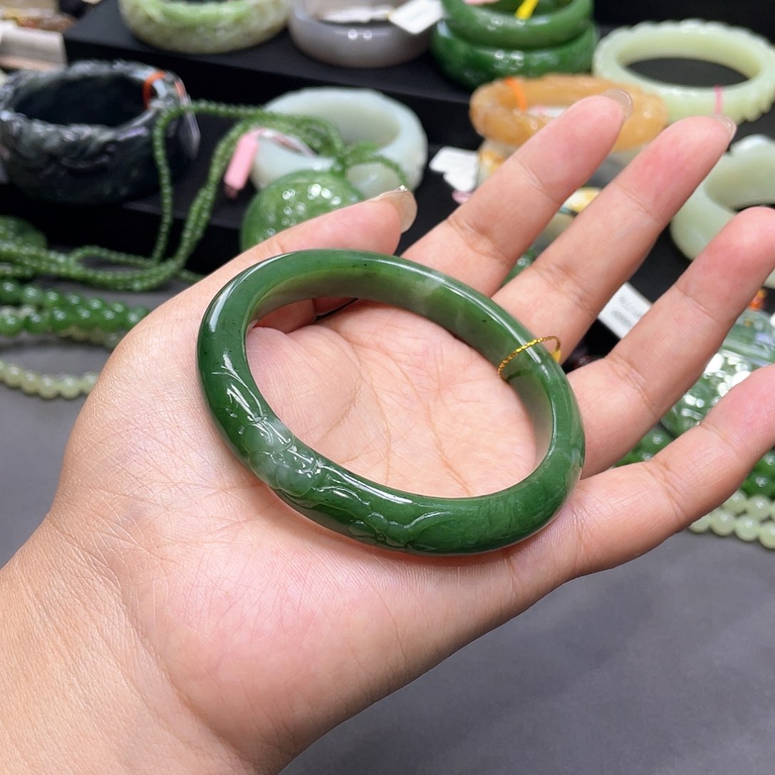 和田玉未镶嵌手镯63圈口25