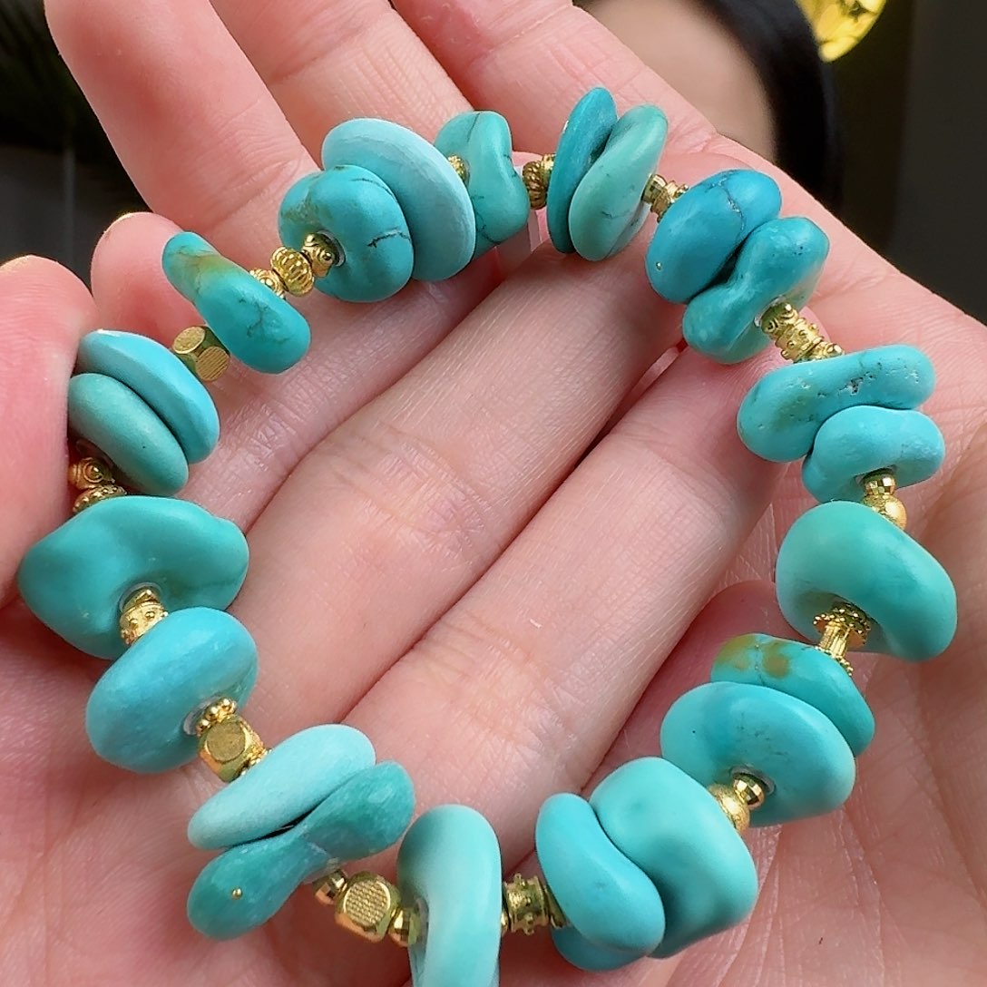 绿松石珠宝奇石18K金镶嵌