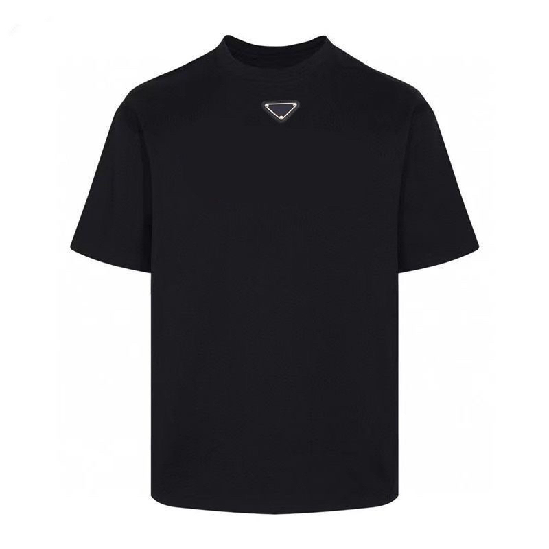 340斤带字母兑高端潮牌欧货胸前三角标休闲圆领男士棉短袖T恤潮