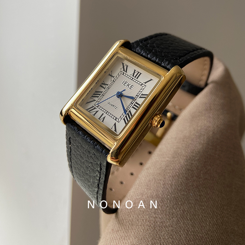 NONOAN 复古方形罗马大表盘时尚气质高级感皮带经典款手表女ins风
