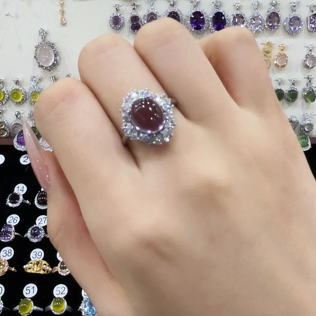 每***.紫晶戒指银S925镶嵌