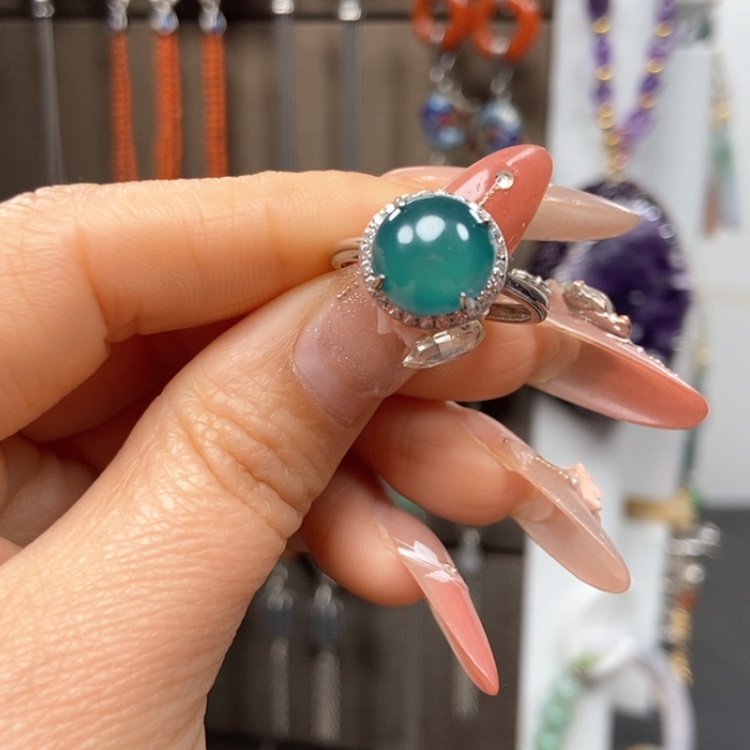 【闪购商品】翡翠耳饰银S925镶嵌戒指