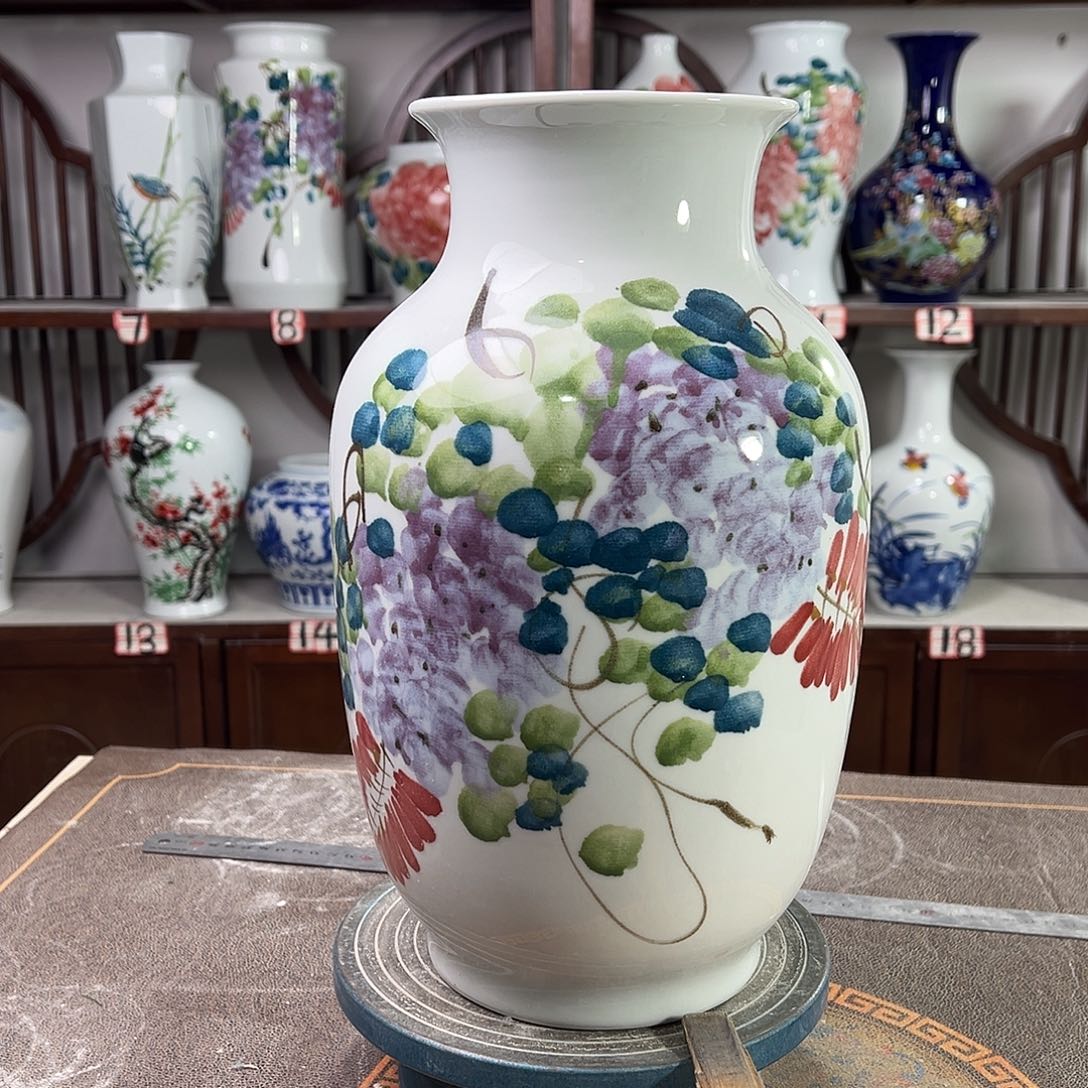 摆件陶景德镇陶瓷大冬紫藤