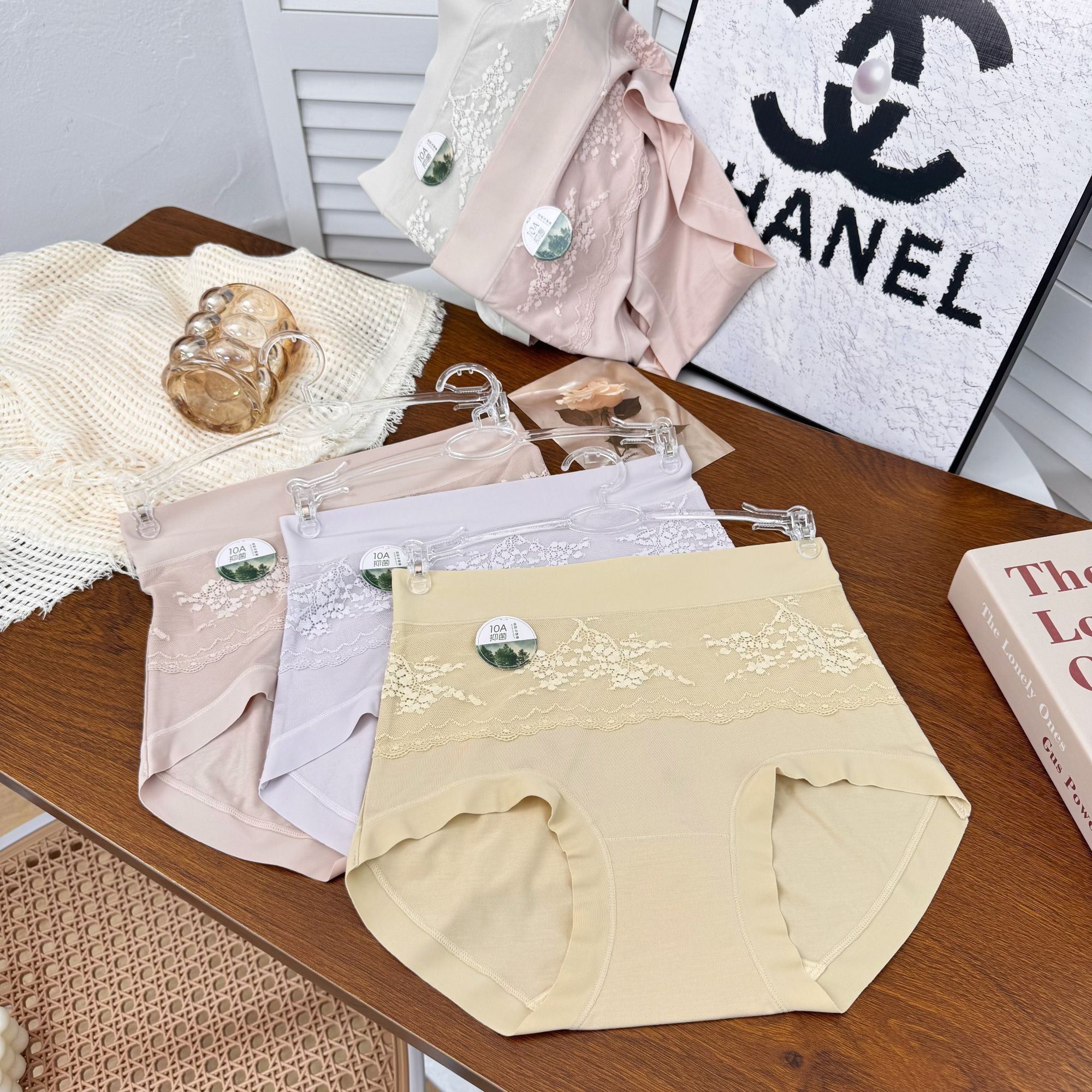 【90-160斤】4条高腰春夏新款兰精莫代尔高弹舒适软蕾丝内裤女