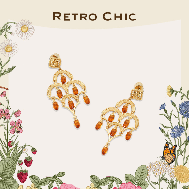 铜合金耳饰  RC RETRO CHIC 意大利复古时尚首饰 太阳花绽放耳环