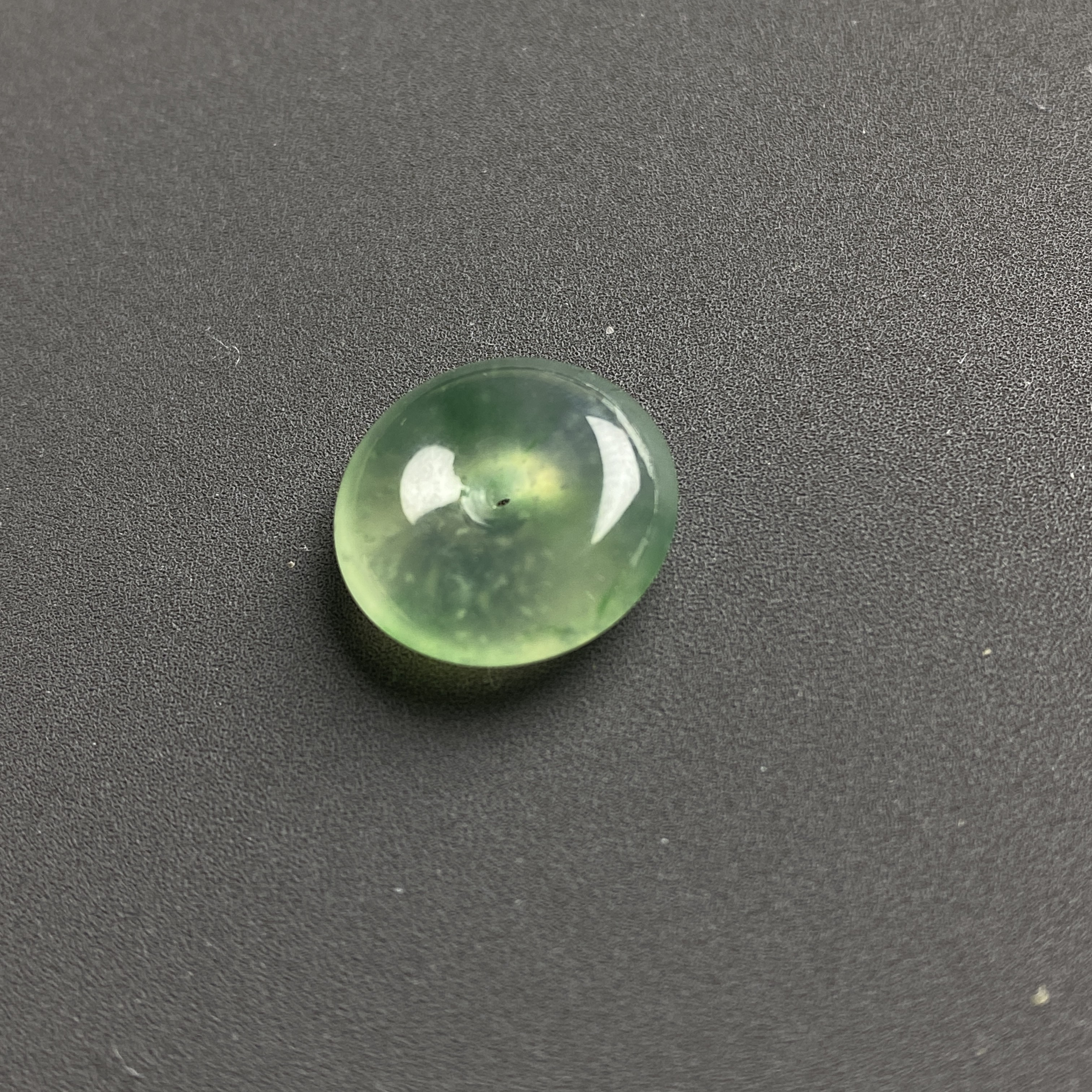 天然缅料A货高冰晴底雪花棉飘绿平安扣尺寸14.6/5.3精美轮胎肉扣