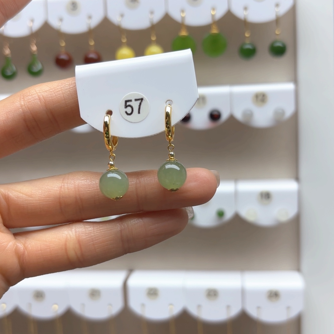 和田玉耳饰银S925镶嵌2