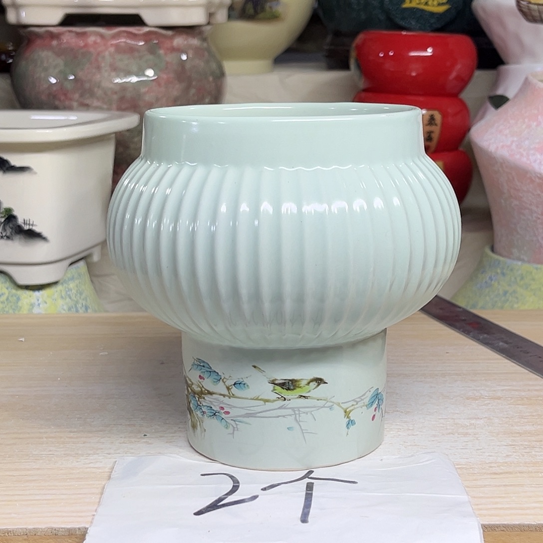 陶瓷绿植多肉微瑕花盆外口径：11*14