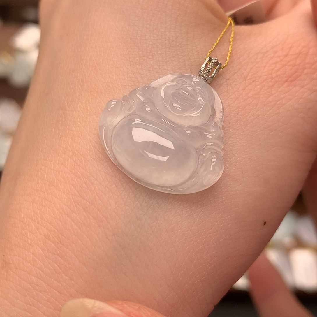 翡翠吊坠(不含链)18K金镶嵌